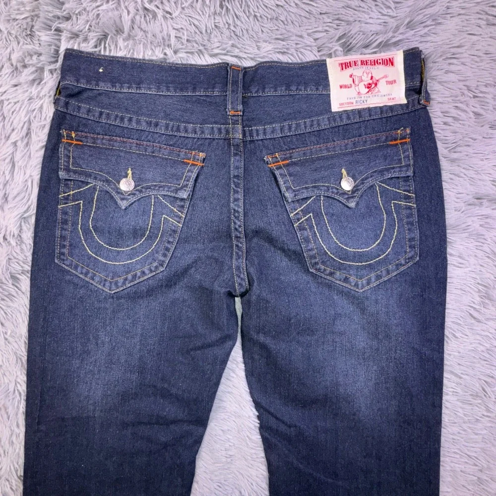 True Religion Jeans Mens 38‎ Ricky Straight Relaxed Loose Baggy Dark Horseshoe